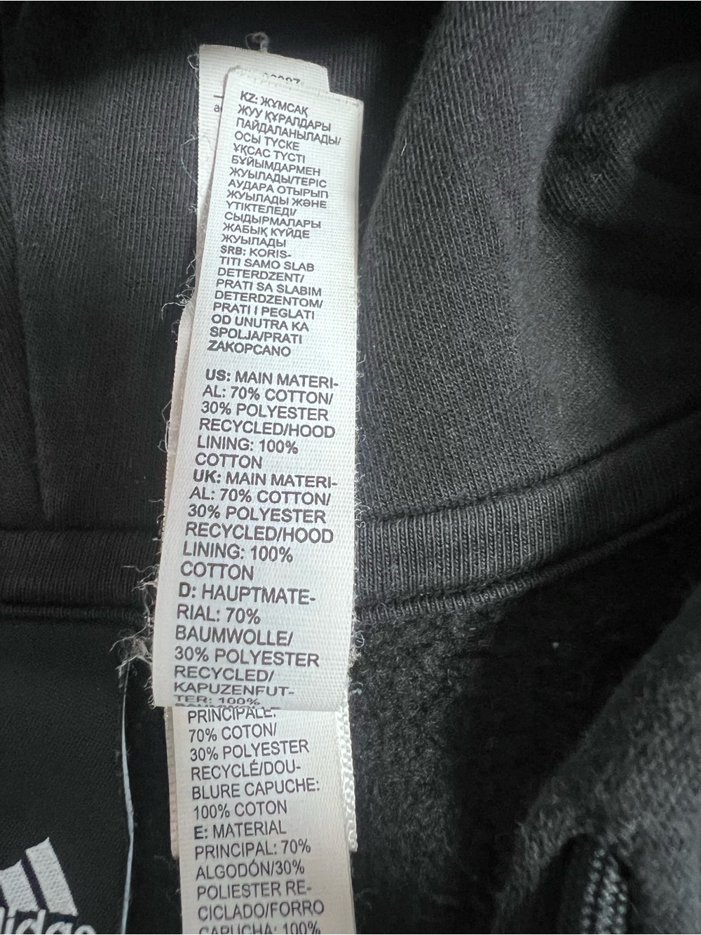 Adidas Black Hoodie with White Three-Stripe Detailing - Picture 7 of 10